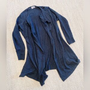 Brora Scottish 100% Cashmere Ribbed Shawl Cardigan in Charcoal Gray Size 8/10